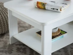 Tavolino da Salotto Bianco un Vano Forma Rettangolare 124x60x45h cm, Materiale Piano in Legno Nobilitato - Pella
