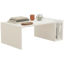 Tavolino da Salotto Bianco un Vano Forma Rettangolare 90.5x50.5x41.5h cm, Materiale Piano in Legno Nobilitato - Piraino