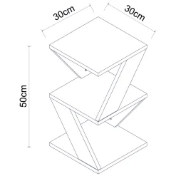 Tavolino da Salotto Bianco 2 Vani Forma Rettangolare 30x30x50h cm, Materiale Piano in Legno Nobilitato - Rubiana