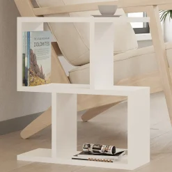 Tavolino da Salotto Bianco 2 Vani Forma Rettangolare 45x17x51h cm, Materiale Piano in Legno Nobilitato - Ceprano