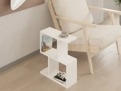 Tavolino da Salotto Bianco 2 Vani Forma Rettangolare 45x17x51h cm, Materiale Piano in Legno Nobilitato - Ceprano