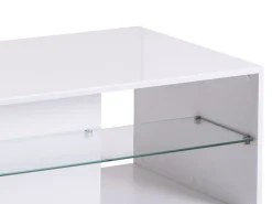 Tavolino da Salotto Bianco 3 Vani Forma Rettangolare 101x58x53.5h cm, Materiale Piano in Legno Nobilitato - Vervio