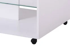 Tavolino da Salotto Bianco 3 Vani Forma Rettangolare 101x58x53.5h cm, Materiale Piano in Legno Nobilitato - Vervio
