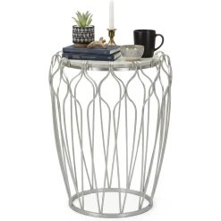 Tavolino da salotto circolare argento 47x47x61h cm - Castelli