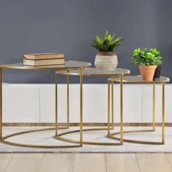 Tavolino da salotto circolare oro 60x60x50h cm - Adrian