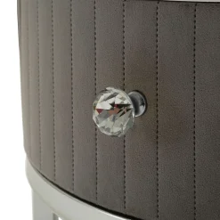 Tavolino da Salotto Grigio Argento un Cassetto Rivestimento in Tessuto Imbottito Modulabile 70x70x45h cm, un Vano - Daza