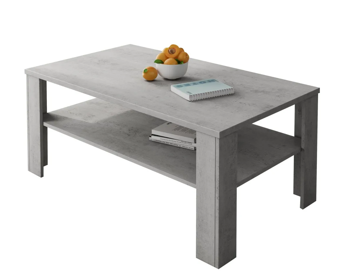 Tavolino da Salotto Grigio Cemento un Vano Forma Rettangolare 110x65x47h cm, Sfumatura Colore Ripiano Cemento - Rora