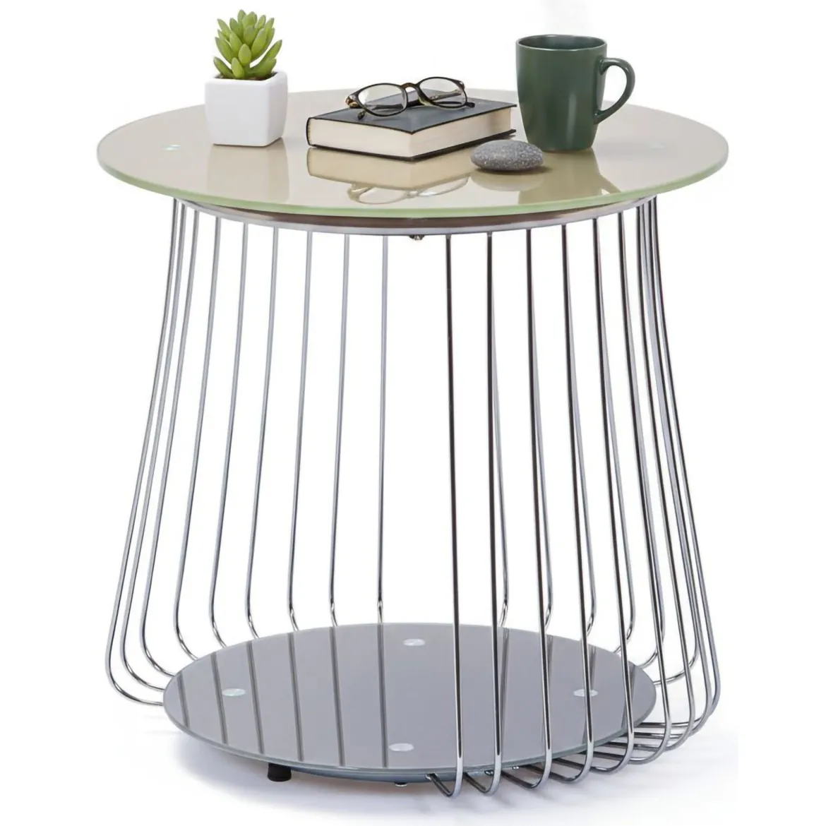 Tavolino da Salotto Grigio Forma Rettangolare Materiale Piano in Vetro 105x65x40h cm, Colore Ripiano Trasparente - Azriel
