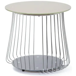 Tavolino da Salotto Grigio Forma Circolare Materiale Piano in Metallo 50x50x50h cm, Colore Ripiano Grigio - Cavalese