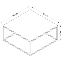 Tavolino da Salotto Grigio Nero un Vano Forma Rettangolare 90x90x42h cm, Colore Struttura Nero - Arcella