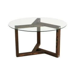 Tavolino da Salotto Grigio Noce Effetto Fume Forma Rotonda 75x75x40h cm, Materiale Struttura in Vetro - Luigia