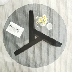 Tavolino da Salotto Grigio Noce Effetto Fume Forma Rotonda 75x75x40h cm, Materiale Struttura in Vetro - Luigia