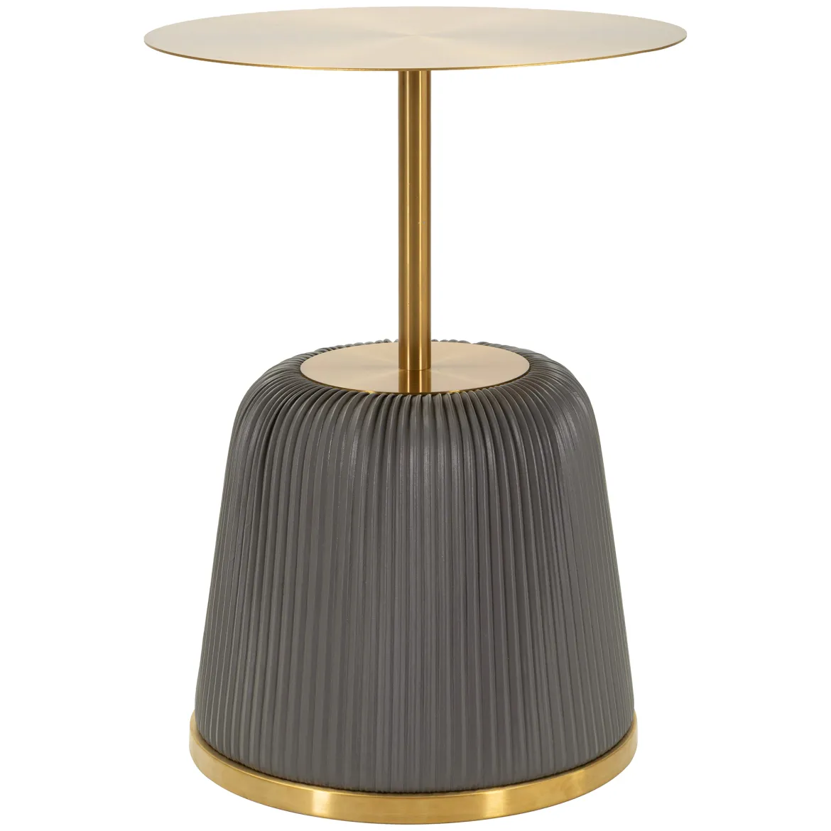 Tavolino da Salotto Grigio oro set da 2, Disegni con Farfalle Forma Rotondo 41x41x55h cm, Colore Ripiano Trasparente - Dhulik