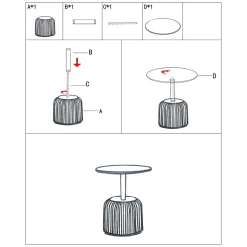 Tavolino da Salotto Grigio oro set da 2, Disegni con Farfalle Forma Rotondo 41x41x55h cm, Colore Ripiano Trasparente - Dhulik