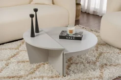 Tavolino da Salotto Grigio Peso Massimo Supportato 15 kg Forma Ovale 90x60x35h cm, Materiale Piano in Legno Nobilitato - Mansue
