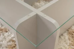Tavolino da Salotto Grigio Portariviste Forma Rettangolare 105x65x30h cm, Materiale Piano in Vetro - Kallias