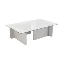 Tavolino da Salotto Grigio Portariviste Forma Rettangolare 105x65x30h cm, Materiale Piano in Vetro - Kallias