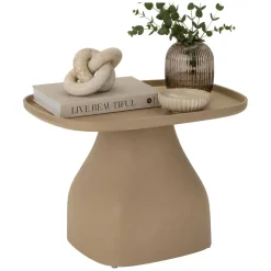 Tavolino da Salotto Grigio Tortora Adatto per Indoor/outdoor Angoli Arrotondati Forma Quadrato 48x48x38h cm, Colore Ripiano Grigio - Derben