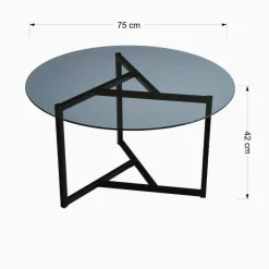 Tavolino da Salotto Grigio Tortora Nero un Vano Forma Rettangolare 90x60x40h cm, Colore Ripiano Trasparente - Mina
