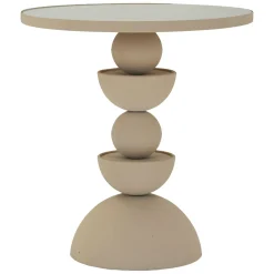 Tavolino da Salotto Grigio Tortora Trasparente Forma Rotondo Colore Ripiano Trasparente 41x41x42h cm, Materiale Struttura in Vetro - Fameso