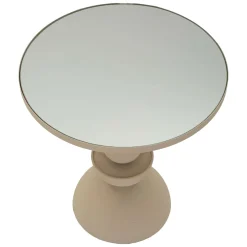 Tavolino da Salotto Grigio Tortora Trasparente Forma Rotondo Colore Ripiano Trasparente 41x41x42h cm, Materiale Struttura in Vetro - Fameso