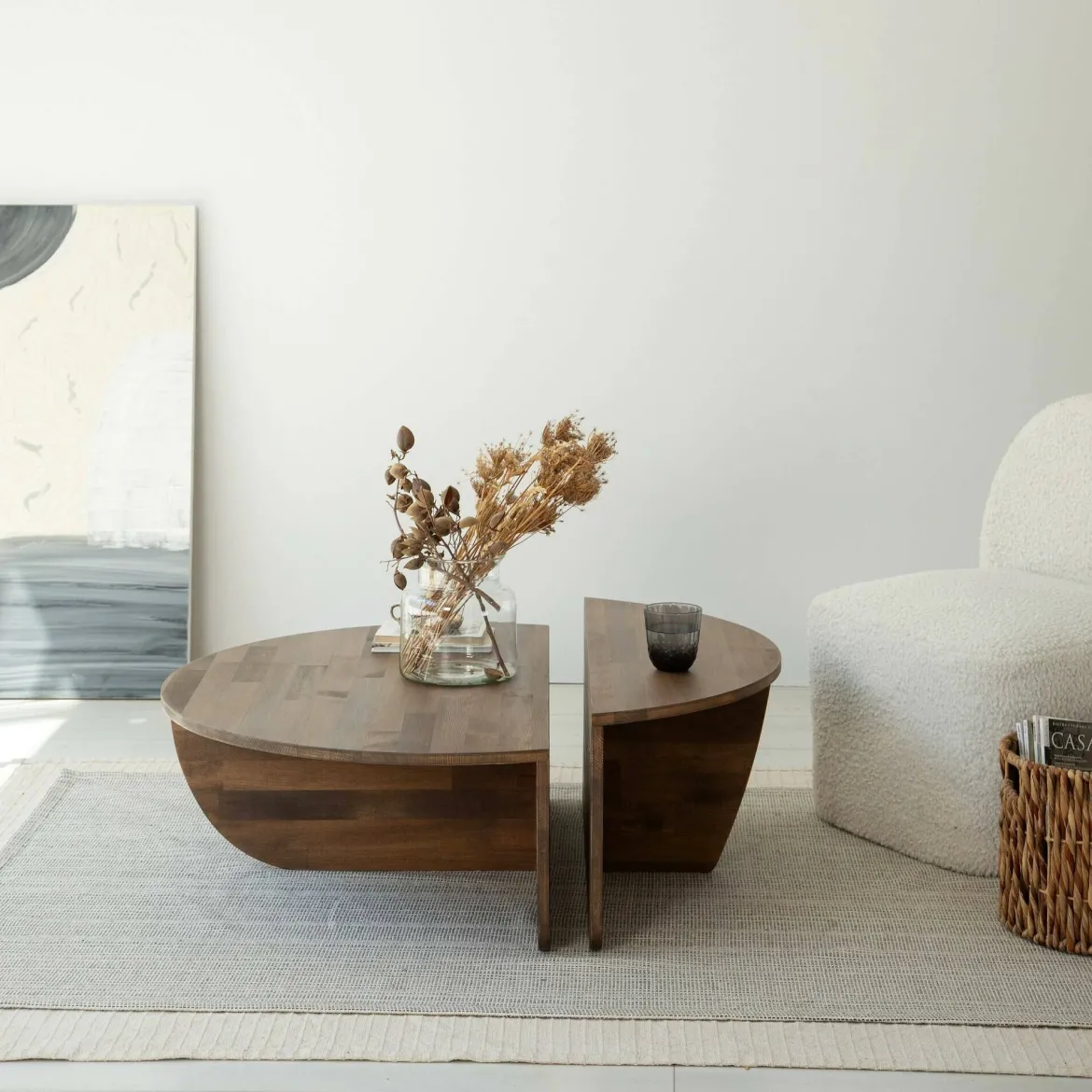 Tavolino da salotto irregolare noce 90x60x35h cm - Azim
