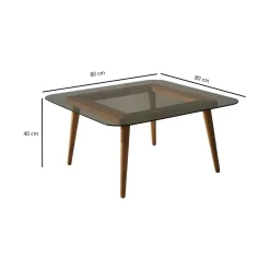 Tavolino da Salotto Marrone Bronzo Effetto Fume Forma Rettangolare 80x80x40h cm, Sfumatura Colore Struttura Bronzo - Mezzagno