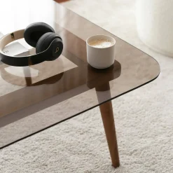 Tavolino da Salotto Marrone Bronzo Effetto Fume Forma Rettangolare 80x80x40h cm, Sfumatura Colore Struttura Bronzo - Mezzagno