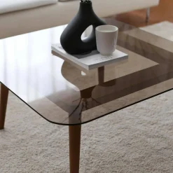 Tavolino da Salotto Marrone Bronzo Effetto Fume Forma Rettangolare 80x80x40h cm, Sfumatura Colore Struttura Bronzo - Mezzagno