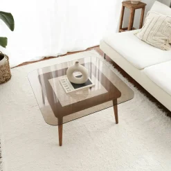 Tavolino da Salotto Marrone Bronzo Effetto Fume Forma Rettangolare 80x80x40h cm, Sfumatura Colore Struttura Bronzo - Mezzagno