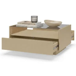 Tavolino da Salotto Marrone Chiaro Marrone Rovere un Cassetto un Vano 96x40x43h cm, Forma Rettangolare - Karisasa