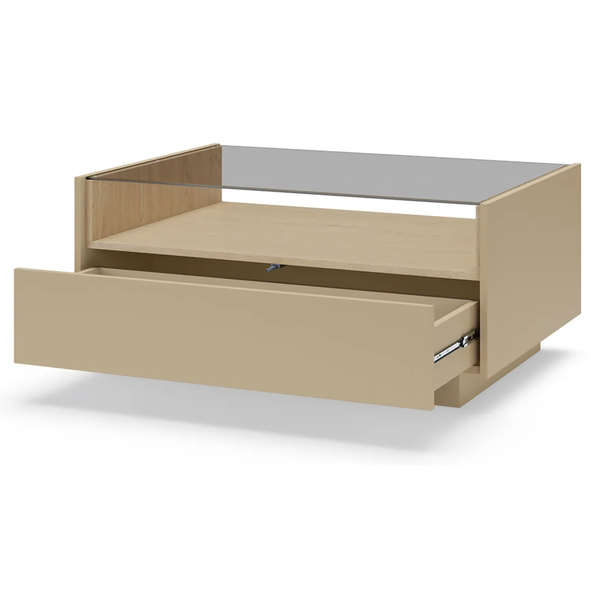 Tavolino da Salotto Marrone Chiaro Marrone Rovere un Cassetto un Vano 96x40x43h cm, Forma Rettangolare - Karisasa