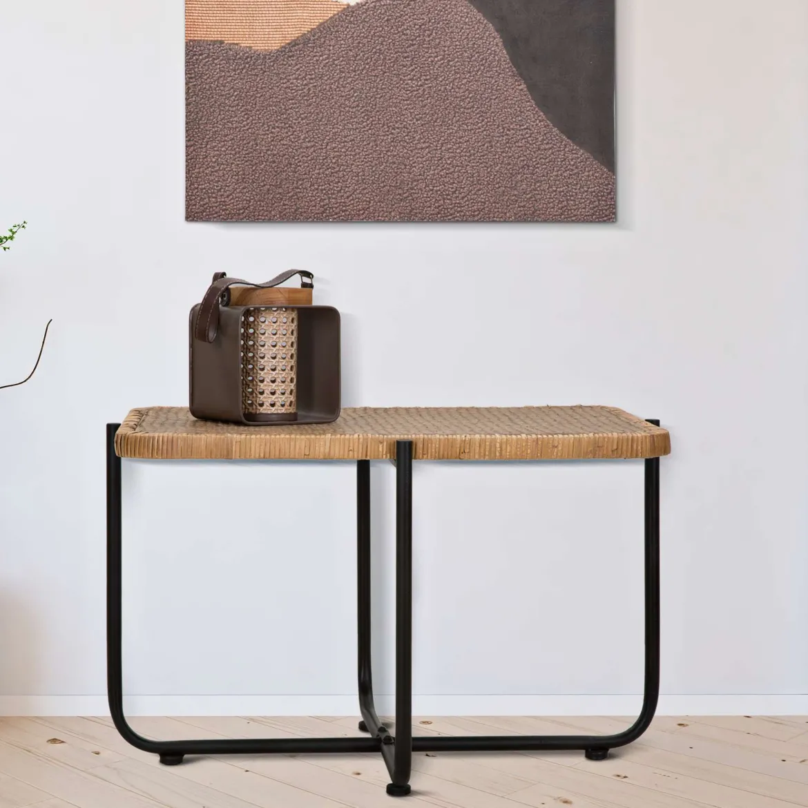 Tavolino da Salotto Marrone Nero con Ruote Forma Rotondo 57x65x71h cm, Colore Ripiano Trasparente - TamDao