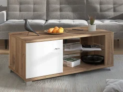 Tavolino da Salotto Marrone Noce Bianco Portariviste Forma Rettangolare 90x60x35h cm, Colore Ripiano Marrone - Mansue