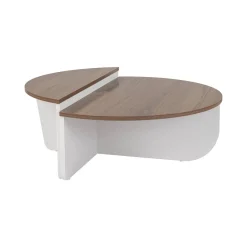 Tavolino da Salotto Marrone Noce Bianco Portariviste Forma Rettangolare 90x60x35h cm, Colore Ripiano Marrone - Mansue