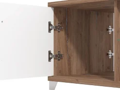 Tavolino da Salotto Marrone Noce Bianco 3 Vani con Piedini 118x60x48.5h cm, Forma Rettangolare - Treiso