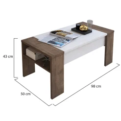 Tavolino da Salotto Marrone Noce Effetto Fume Forma Rettangolare 80x80x40h cm, Materiale Struttura in Vetro - Gran
