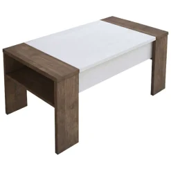 Tavolino da Salotto Marrone Noce Effetto Fume Forma Rettangolare 80x80x40h cm, Materiale Struttura in Vetro - Gran