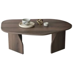 Tavolino da Salotto Marrone Noce Forma Ovale Materiale Piano in Legno Nobilitato 120x65x40h cm, Colore Ripiano Marrone - Parona
