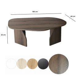 Tavolino da Salotto Marrone Noce Forma Ovale Materiale Piano in Legno Nobilitato 120x65x40h cm, Colore Ripiano Marrone - Parona