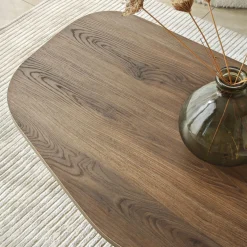Tavolino da Salotto Marrone Noce Forma Ovale Materiale Piano in Legno Nobilitato 120x65x40h cm, Colore Ripiano Marrone - Parona
