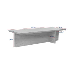 Tavolino da Salotto Marrone Noce Forma Rettangolare Materiale Piano in Legno Nobilitato 120x45x30h cm, Colore Ripiano Marrone - Marmorito