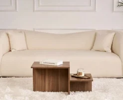 Tavolino da Salotto Marrone Noce Forma Rettangolare Materiale Piano in Legno Nobilitato 80x40x40h cm, Colore Ripiano Marrone - Lomagna
