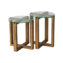 Tavolino da Salotto Marrone Noce Modulare Forma Circolare 40x40x50h cm, Sfumatura Colore Struttura Noce - Arzana