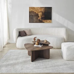 Tavolino da Salotto Marrone Noce Modulabile Forma Triangolare 90x60x35h cm, Sfumatura Colore Ripiano Noce - Saraceno
