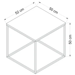 Tavolino da Salotto Marrone Noce Nero Forma Quadrato Materiale Piano in Legno Nobilitato 52x50x50h cm, Sfumatura Colore Struttura Noce - Tricase