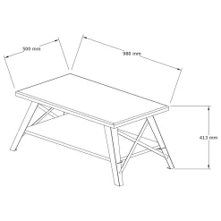 Tavolino da Salotto Marrone Noce Nero con Piedini un Vano 98x50x43h cm, Forma Rettangolare - Nardi