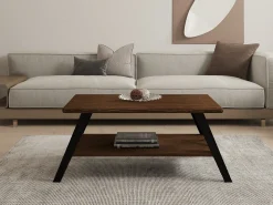 Tavolino da Salotto Marrone Noce Nero con Piedini un Vano 98x50x43h cm, Forma Rettangolare - Nardi