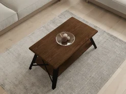 Tavolino da Salotto Marrone Noce Nero con Piedini un Vano 98x50x43h cm, Forma Rettangolare - Nardi