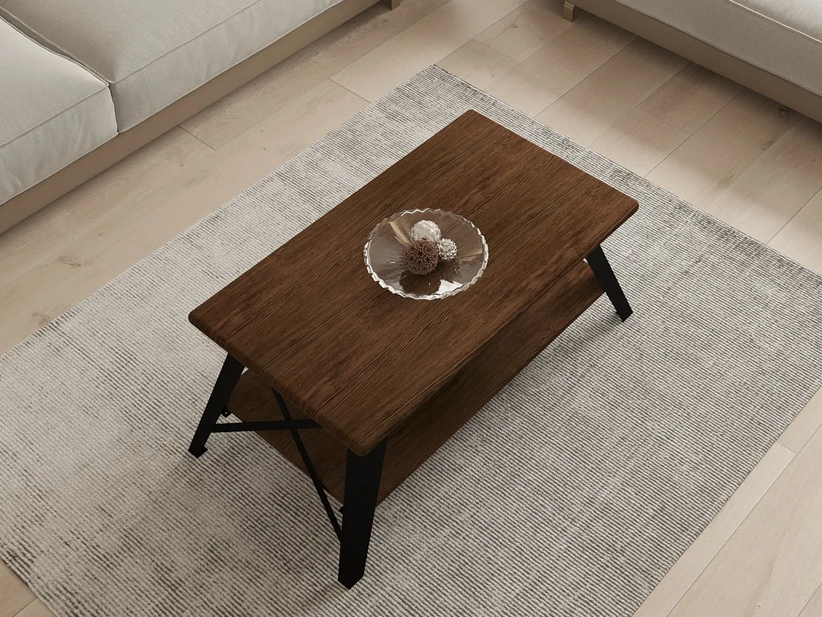 Tavolino da Salotto Marrone Noce Nero con Piedini un Vano 98x50x43h cm, Forma Rettangolare - Nardi